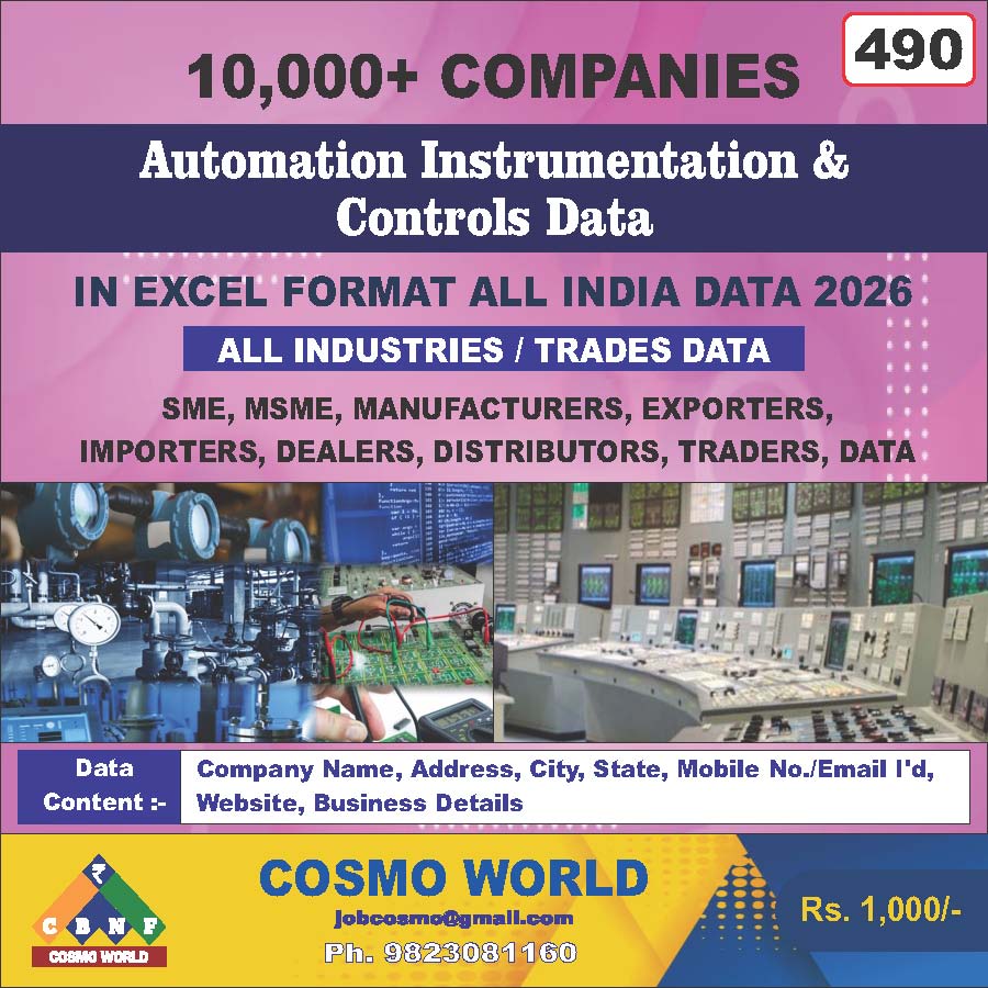 Automation Instrumentation & Controls Database by CosmoDatabase — B2B Contact List with Emails and Phone Numbers