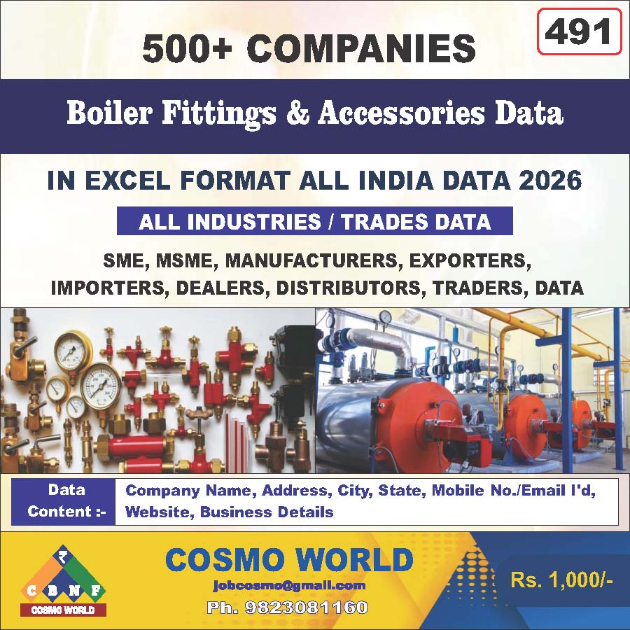 Boiler Fittings & Accessories Database by CosmoDatabase — B2B Contact List with Emails and Phone Numbers