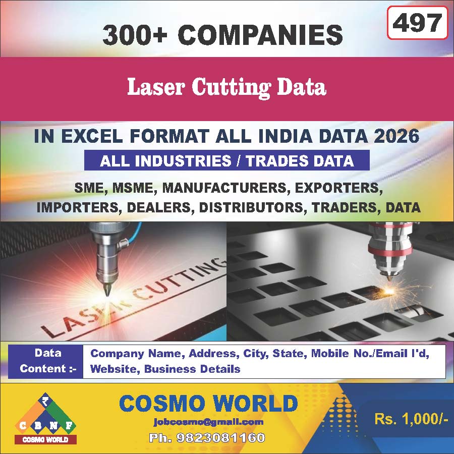Laser Cutting Database by CosmoDatabase — B2B Contact List with Emails and Phone Numbers