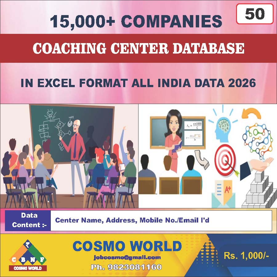 Coaching Centre Database by CosmoDatabase — B2B Contact List with Emails and Phone Numbers