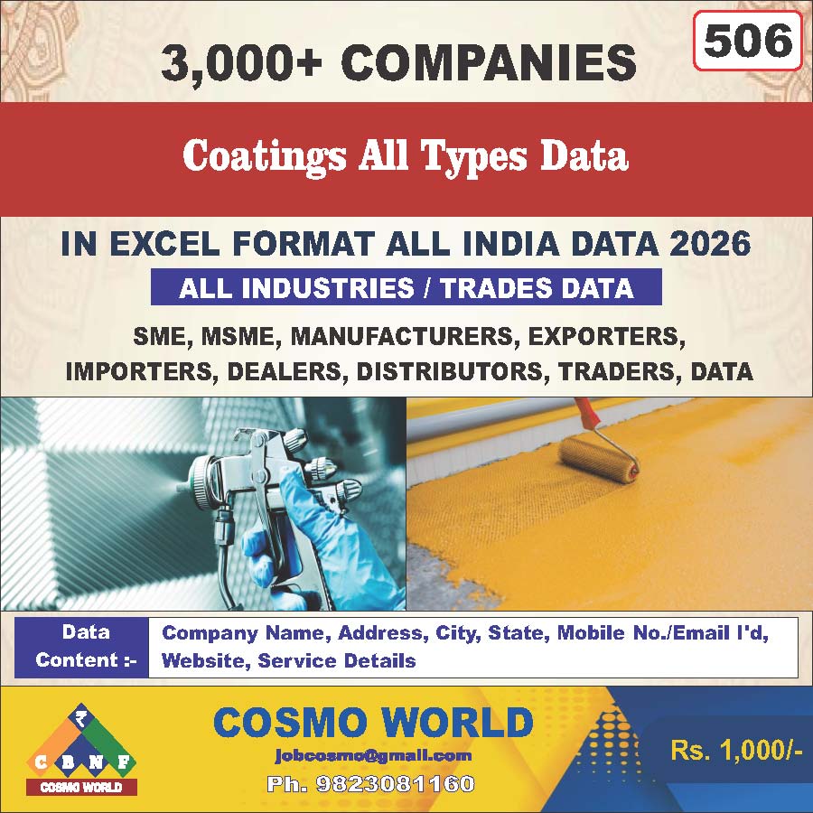 Coatings All Types Database by CosmoDatabase — B2B Contact List with Emails and Phone Numbers