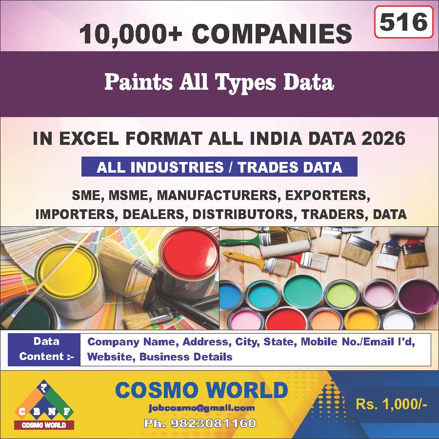 Paints All Types Database by CosmoDatabase — B2B Contact List with Emails and Phone Numbers