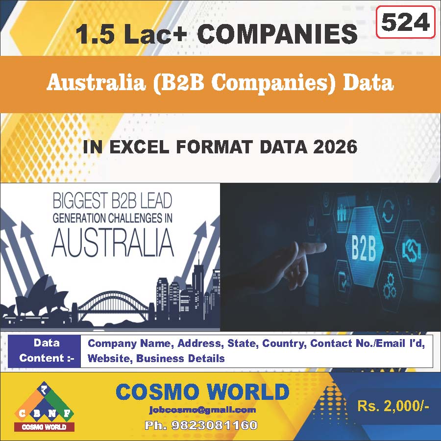 Australia (B2B Companies) Database by CosmoDatabase — B2B Contact List with Emails and Phone Numbers