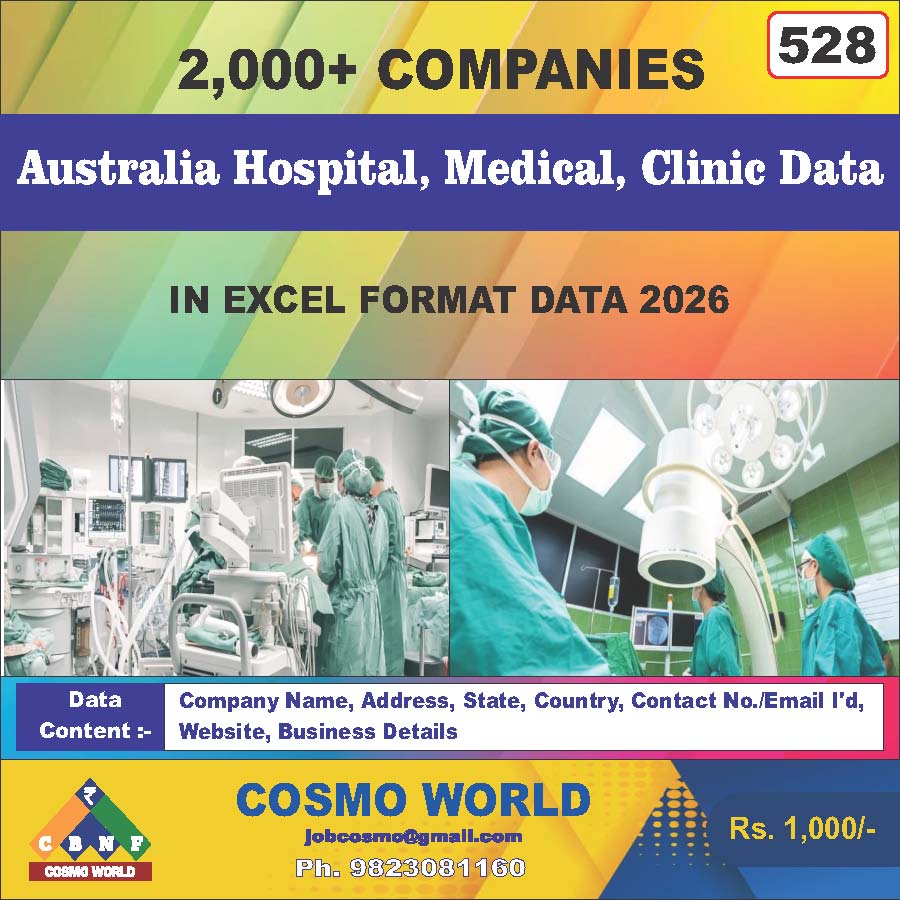 Australia Hospital, Medical, Clinic Database by CosmoDatabase — B2B Contact List with Emails and Phone Numbers
