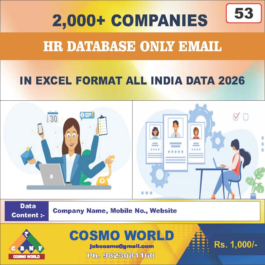 HR only Email Database by CosmoDatabase — B2B Contact List with Emails and Phone Numbers