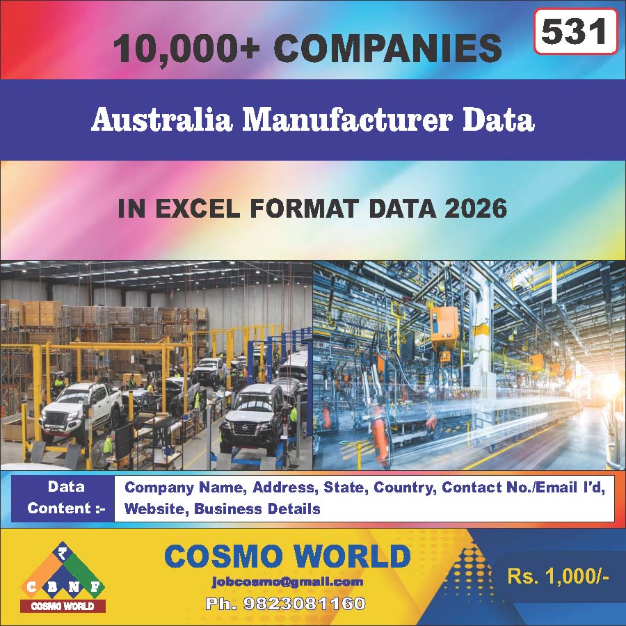 Australia Manufacturer Database by CosmoDatabase — B2B Contact List with Emails and Phone Numbers