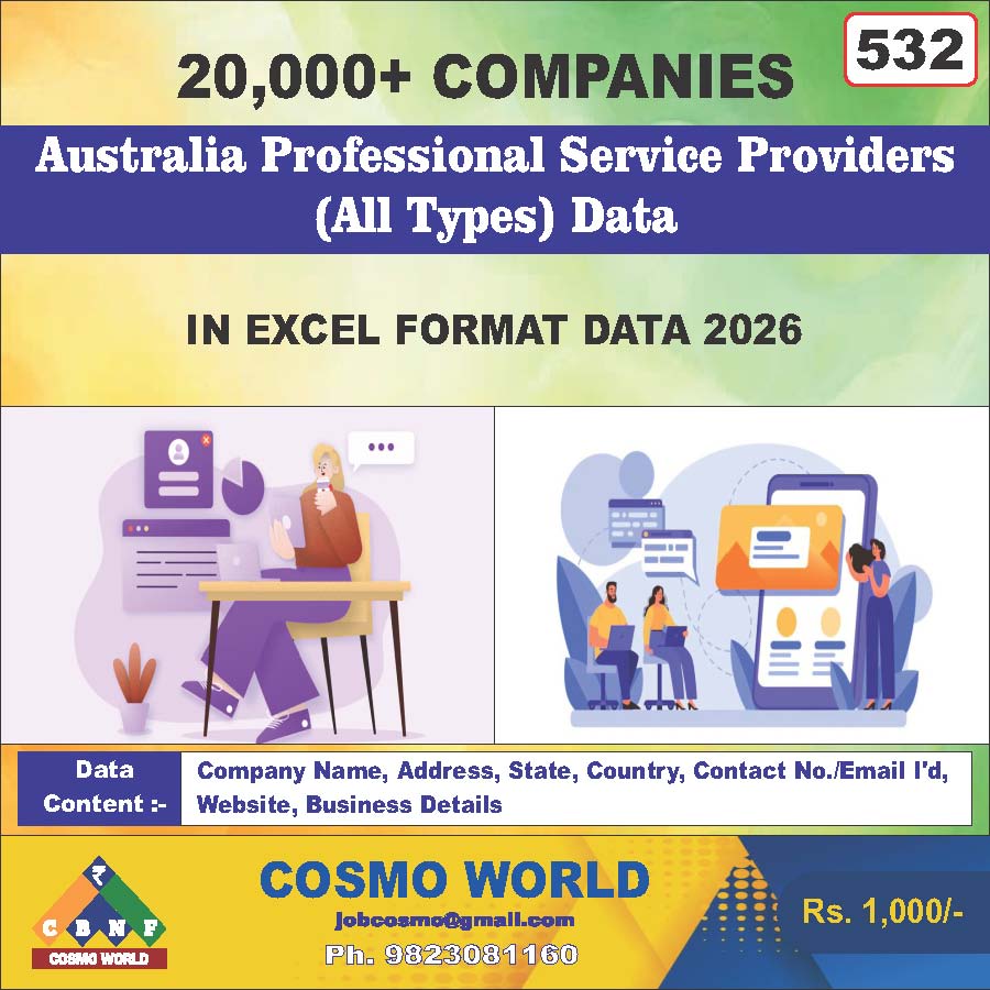 Australia Professional Service Providers (All Types) Database by CosmoDatabase — B2B Contact List with Emails and Phone Numbers