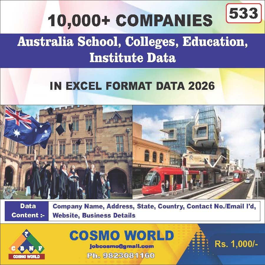 Australia School, Colleges, Education, Institute Database by CosmoDatabase — B2B Contact List with Emails and Phone Numbers
