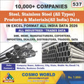 Steel, Stainless Steel (All Types) Products & Materials(All India) Database by CosmoDatabase — B2B Contact List with Emails and Phone Numbers