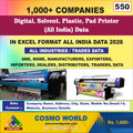 Digital, Solvent, Plastic, Pad Printer (All India) Database by CosmoDatabase — B2B Contact List with Emails and Phone Numbers