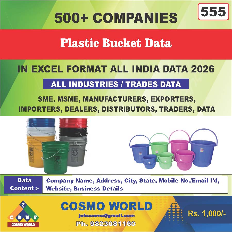 Plastic Bucket Database by CosmoDatabase — B2B Contact List with Emails and Phone Numbers