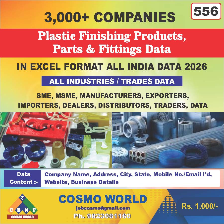 Plastic Finishing Products, Parts & Fittings Database by CosmoDatabase — B2B Contact List with Emails and Phone Numbers