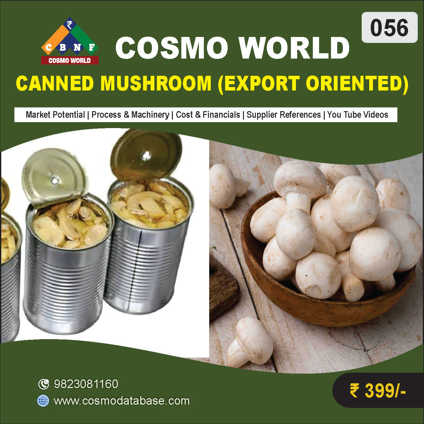 056 CANNED MUSHROOM (EXPORT ORIENTED) | Detailed DPR for Bank Loan, MSME & Business Setup