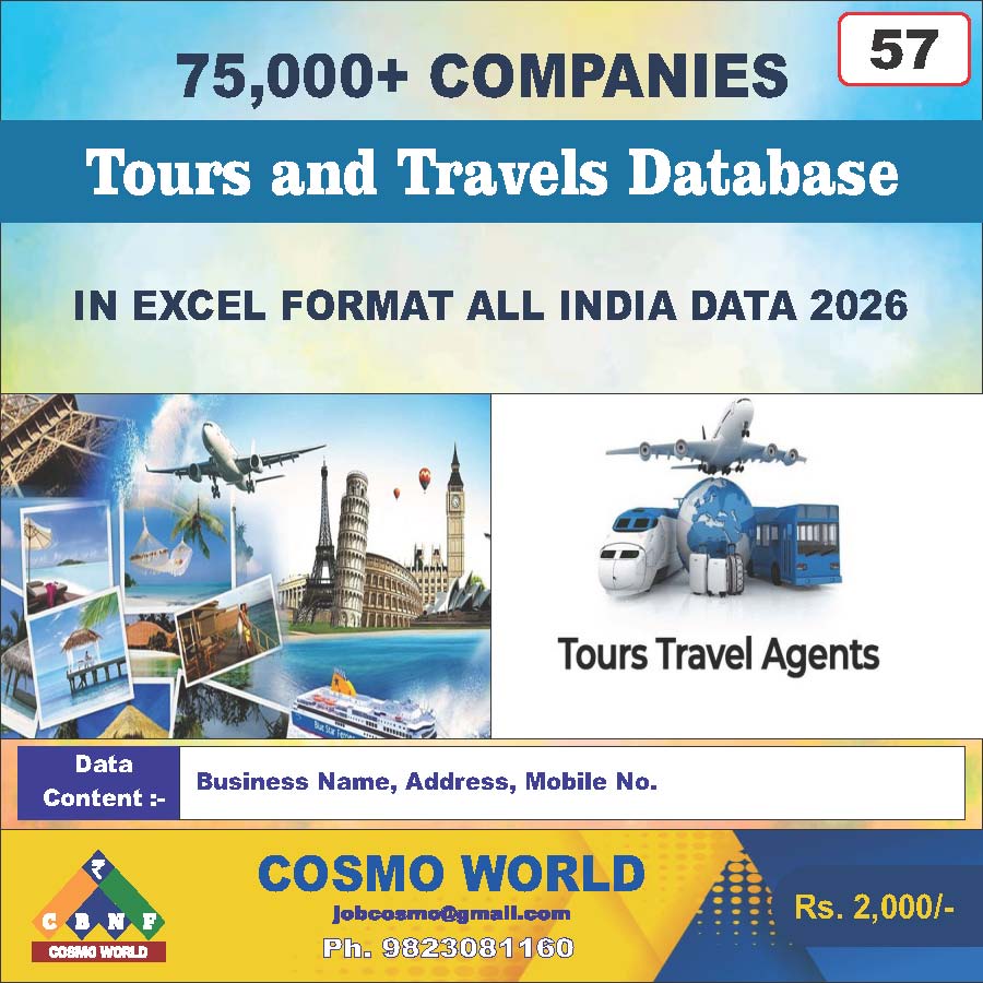 Tours and Travels Database by CosmoDatabase — B2B Contact List with Emails and Phone Numbers