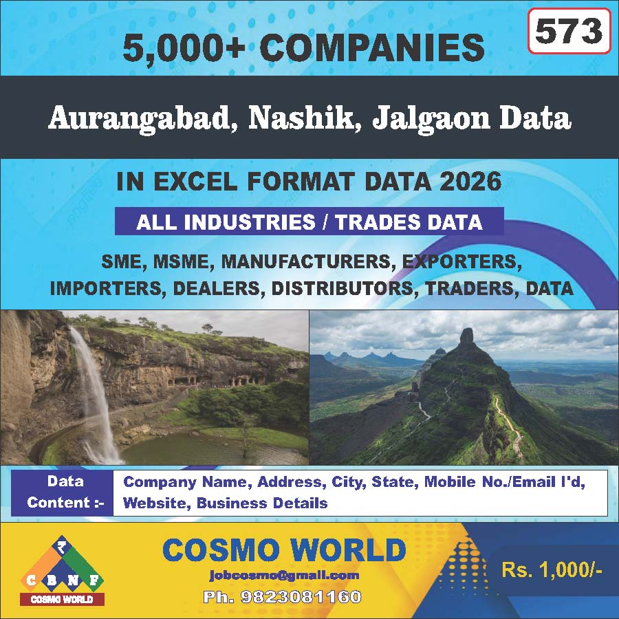 Aurangabad, Nashik, Jalgaon Database by CosmoDatabase — B2B Contact List with Emails and Phone Numbers