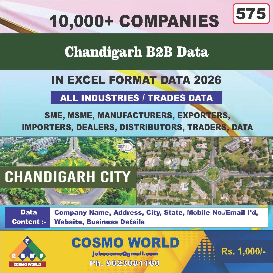 Chandigarh B2B Database by CosmoDatabase — B2B Contact List with Emails and Phone Numbers