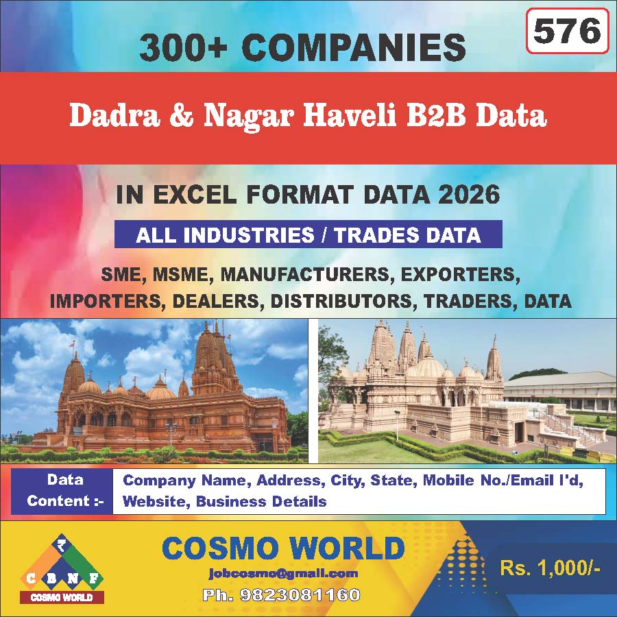 Dadra & Nagar Haveli B2B Database by CosmoDatabase — B2B Contact List with Emails and Phone Numbers