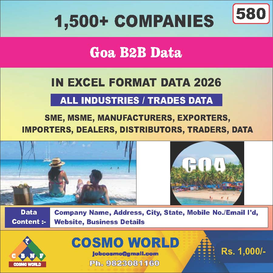 Goa B2B Database by CosmoDatabase — B2B Contact List with Emails and Phone Numbers