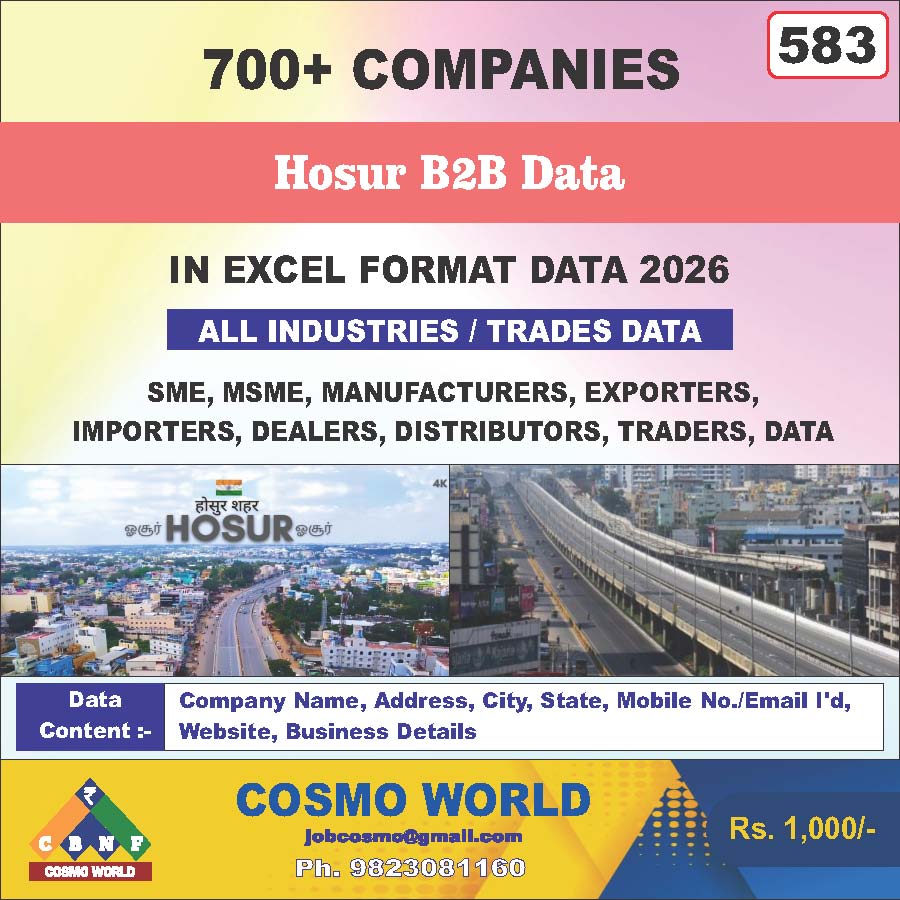 Hosur B2B Database by CosmoDatabase — B2B Contact List with Emails and Phone Numbers