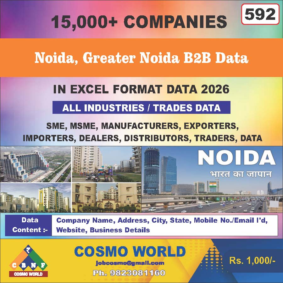 Noida, Greater Noida B2B Database by CosmoDatabase — B2B Contact List with Emails and Phone Numbers