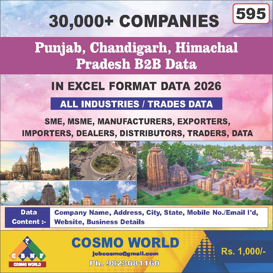 Punjab, Chandigarh, Himachal Pradesh B2B Database by CosmoDatabase — B2B Contact List with Emails and Phone Numbers