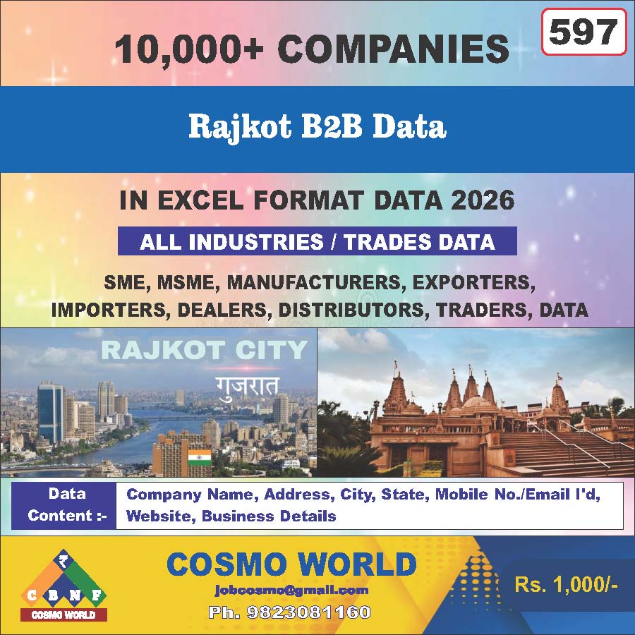 Rajkot B2B Database by CosmoDatabase — B2B Contact List with Emails and Phone Numbers