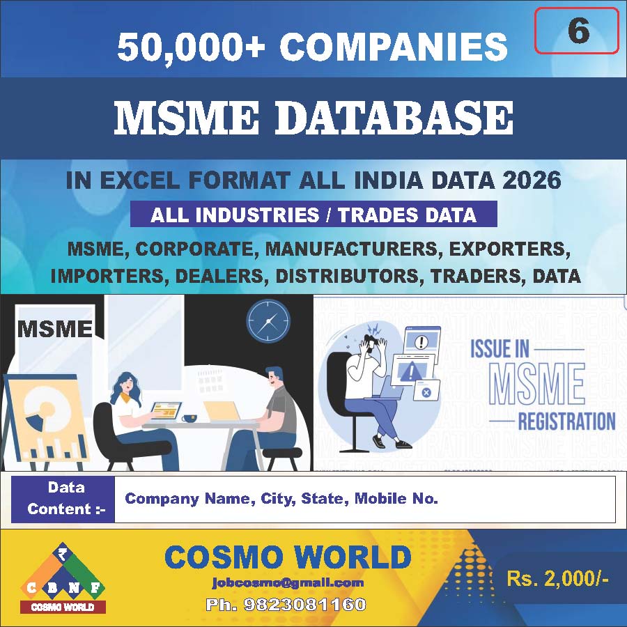Msme Service Database 6 MSME Database – Cosmo World