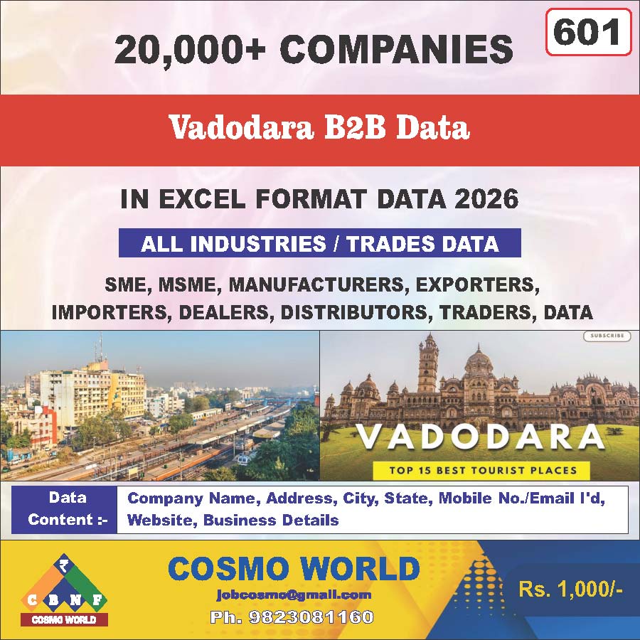 Vadodara B2B Database by CosmoDatabase — B2B Contact List with Emails and Phone Numbers