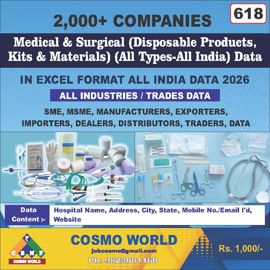 618. Medical & Surgical (Disposable Products, Kits & Materials) Data