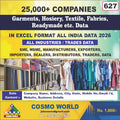627. Garments, Hosiery, Textile, Fabrics, Readymade etc. Data