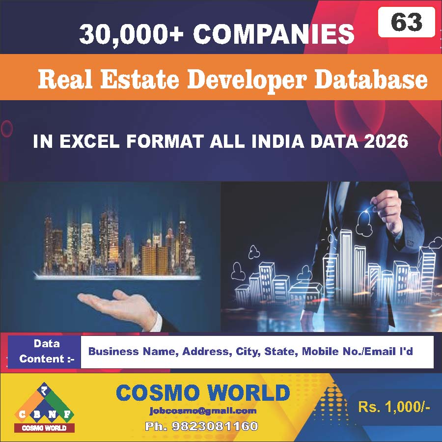 Real Estate Developer Database by CosmoDatabase — B2B Contact List with Emails and Phone Numbers