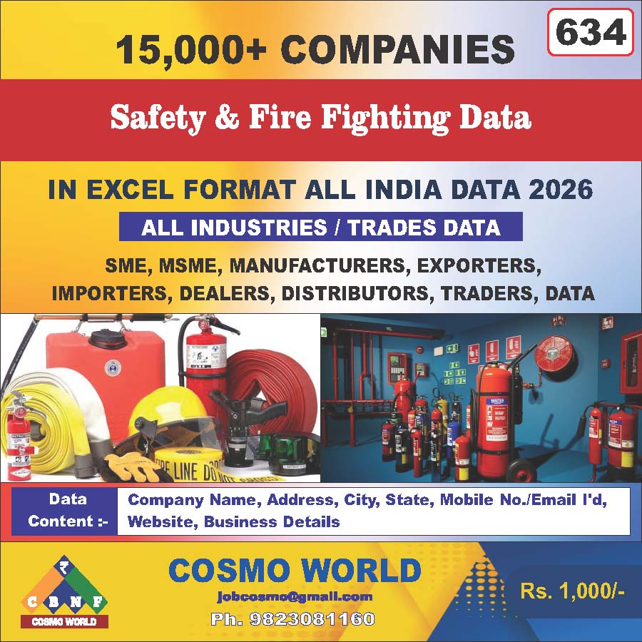 Safety & Fire Fighting Database by CosmoDatabase — B2B Contact List with Emails and Phone Numbers
