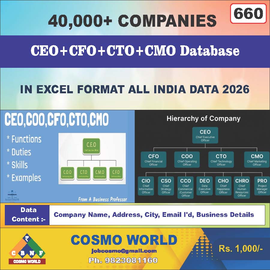660. CEO, CFO, CTO, CMO DATA