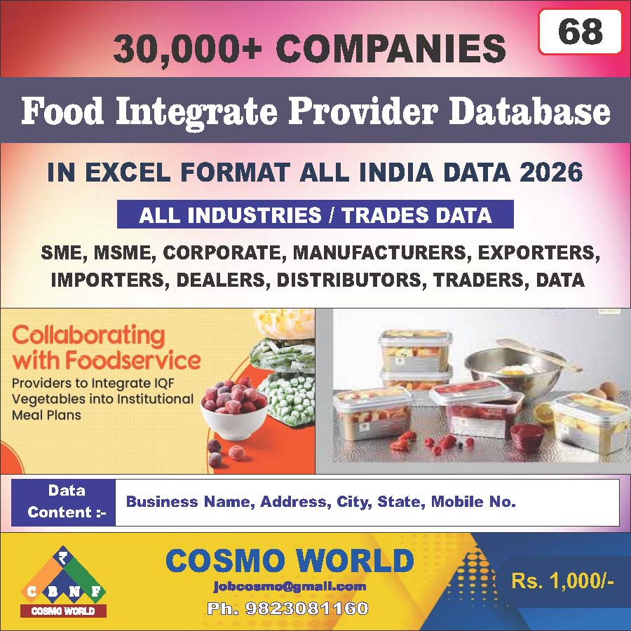 Food Integrate Provider Database by CosmoDatabase — B2B Contact List with Emails and Phone Numbers
