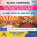 698. Event Management Organizers Service, Tents, Pandals, Decorators Data