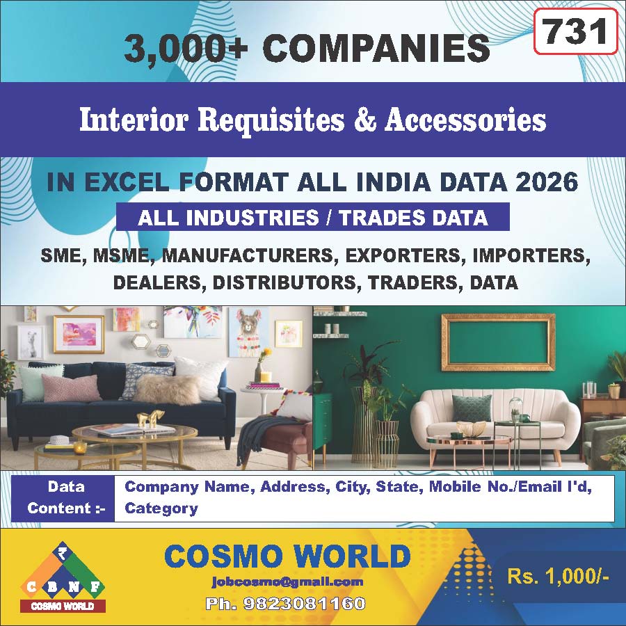 731. Interior Requisites & Accessories Data