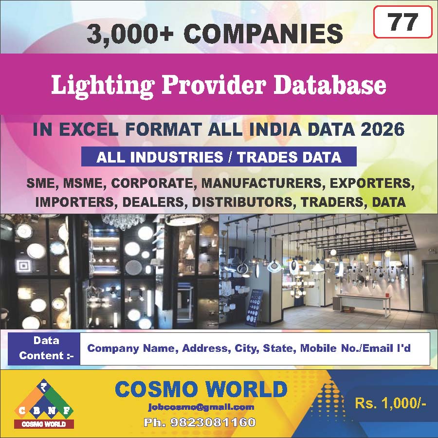 Lighting Provider Database by CosmoDatabase — B2B Contact List with Emails and Phone Numbers