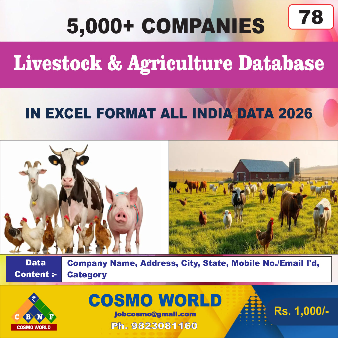 Live Stock & Agriculture Database by CosmoDatabase — B2B Contact List with Emails and Phone Numbers