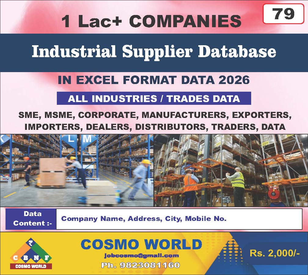 Industrial Supplier Database by CosmoDatabase — B2B Contact List with Emails and Phone Numbers