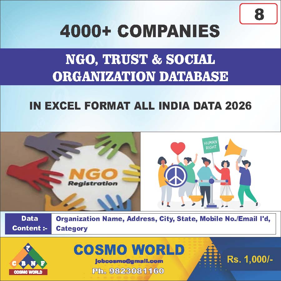 8 NGO, Trust & Social Organization Database