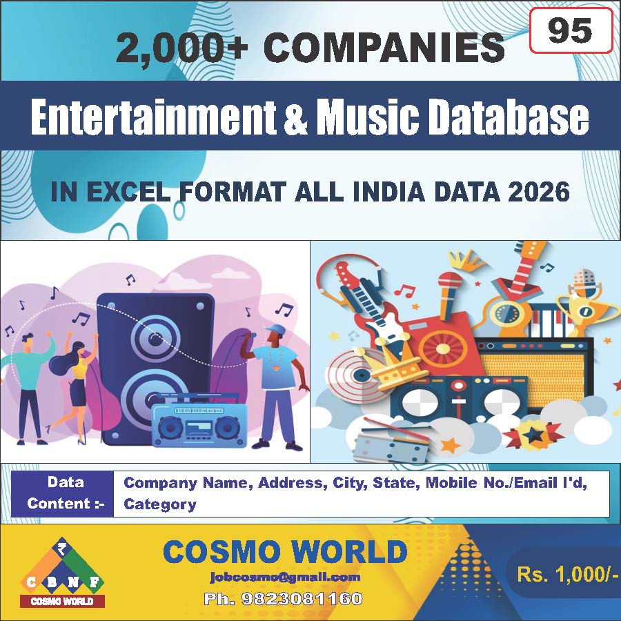 Entertainment & Music Database by CosmoDatabase — B2B Contact List with Emails and Phone Numbers